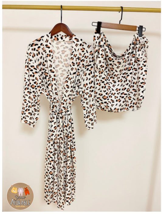 Leopard Maternity Robe Set
