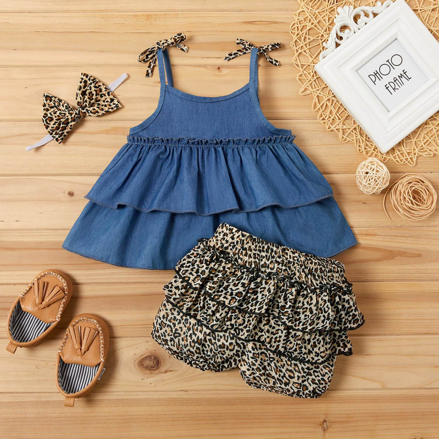 Callie Leopard Demin Set